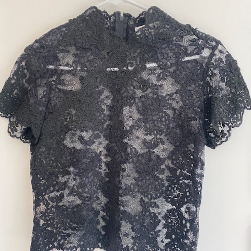 VIctor Costa Black Lace Top with zipper in the back